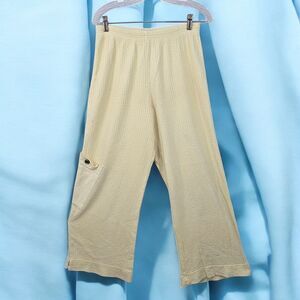 ONLY Pants Woman Small Cream Textured Knit Wide‎ Leg with Cargo Pocket Detail